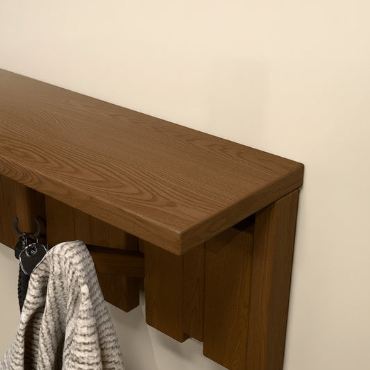 Piano Key Walnut Wall Hanger — Entryway Hook Shelf