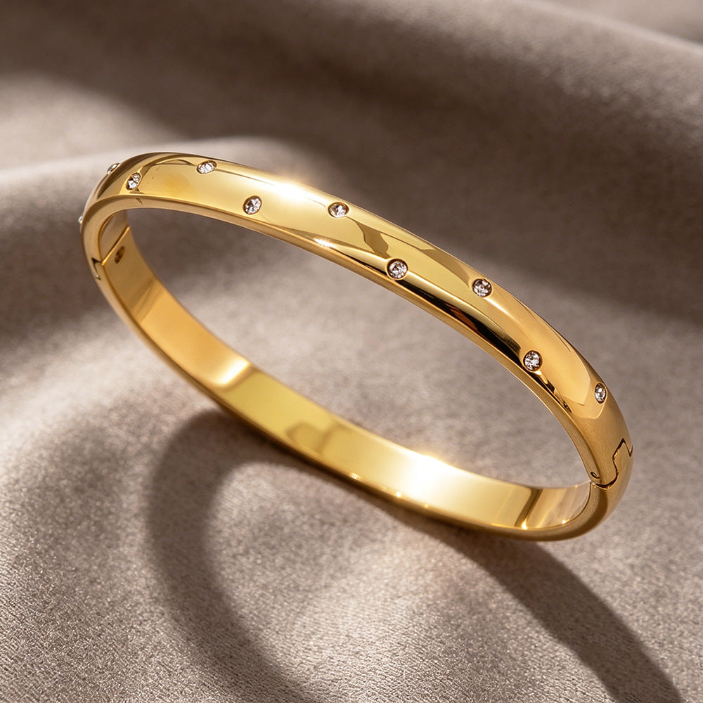 Starry Inlay Zirconia Gold Bracelet