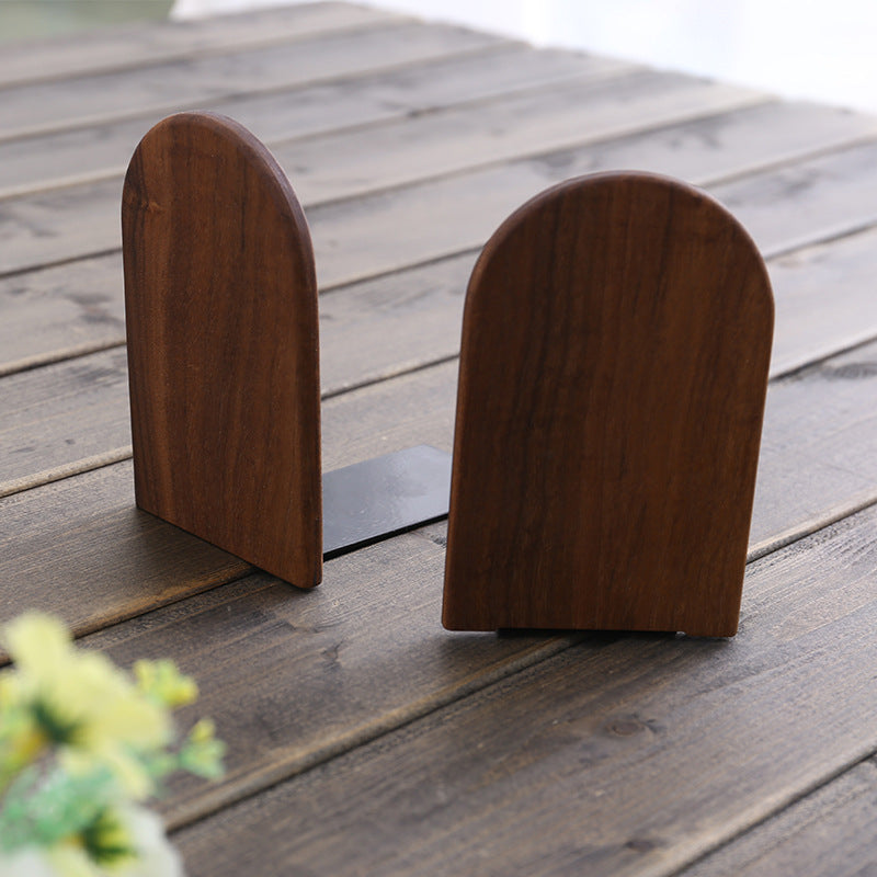 Black Walnut Arch Bookends — Solid Wood Shelf Décor, Set of 2