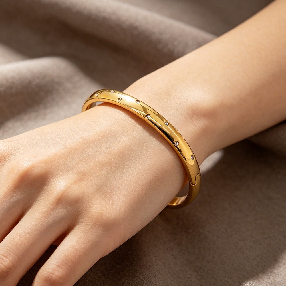 Starry Inlay Zirconia Gold Bracelet